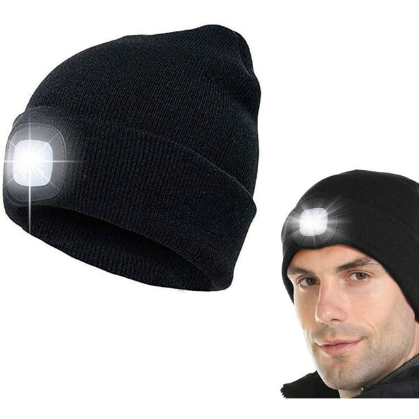 Beanie Hat Woolly Cap Rechargeable LED Light Camping Fishing Hiking Head Torch